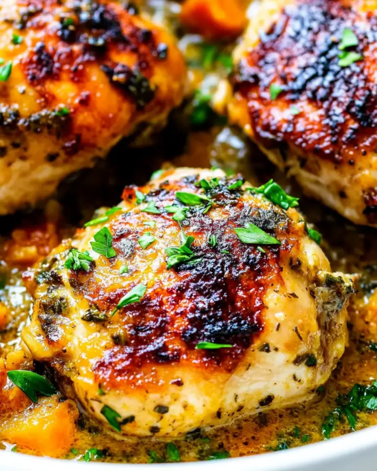 Baked Garlic Herb Chicken with Scalloped Sweet Potatoes