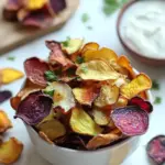 Baked Root Chips with Buttermilk Parsley Dipping Sauce