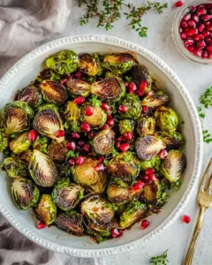 Balsamic Glazed Brussels Sprouts with Pomegranate Seeds