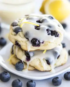 Blueberry Cream Cheese Cookies with a Lemon Glaze