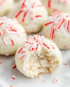 Candy Cane Snowball Cookies
