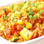 Cheesy Salsa Rice with Zucchini and Corn