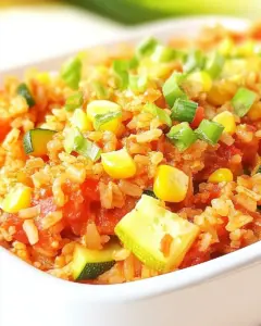 Cheesy Salsa Rice with Zucchini and Corn