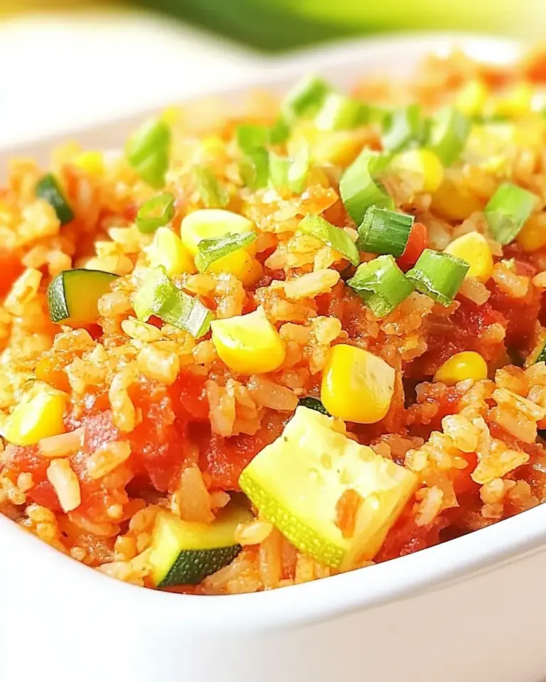 Cheesy Salsa Rice with Zucchini and Corn