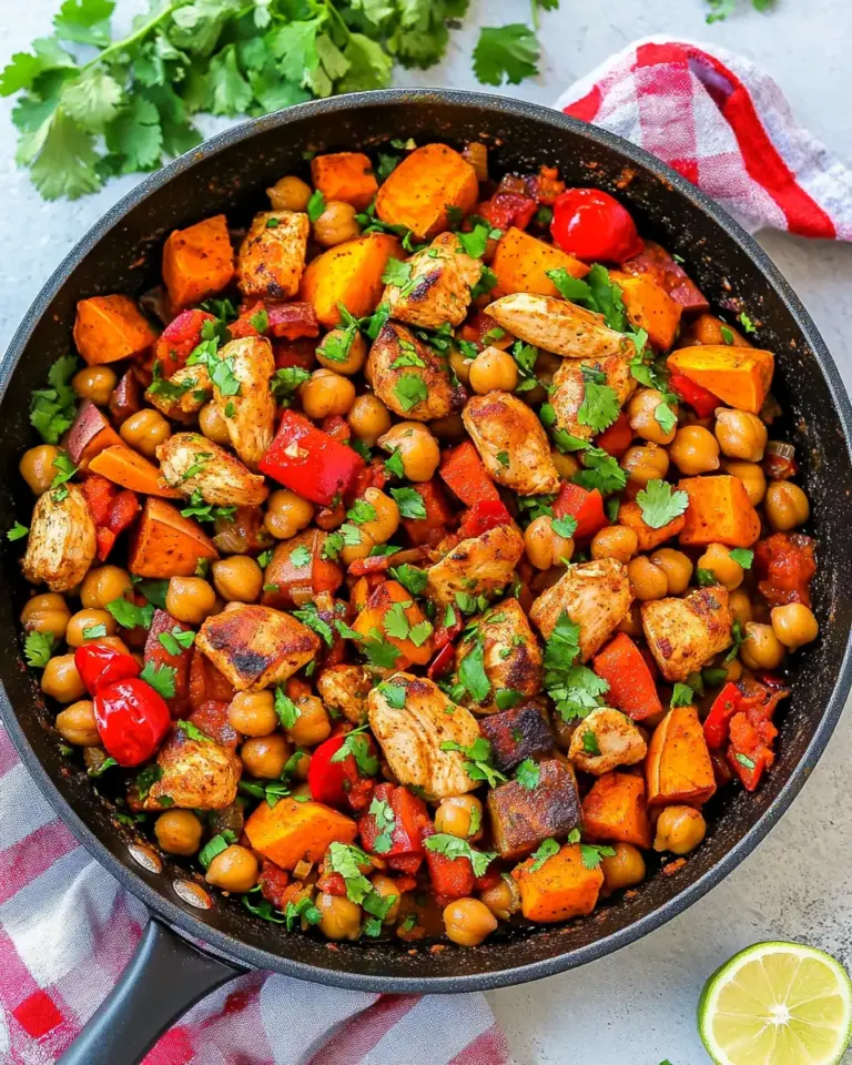 Chipotle Chicken Skillet with Sweet Potatoes and Chickpeas