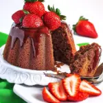 Chocolate Angel Food Cake with Strawberry Sauce