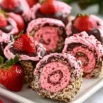Chocolate Covered Strawberry Rice Krispies Treats Pinwheels