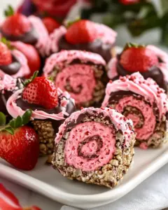 Chocolate Covered Strawberry Rice Krispies Treats Pinwheels