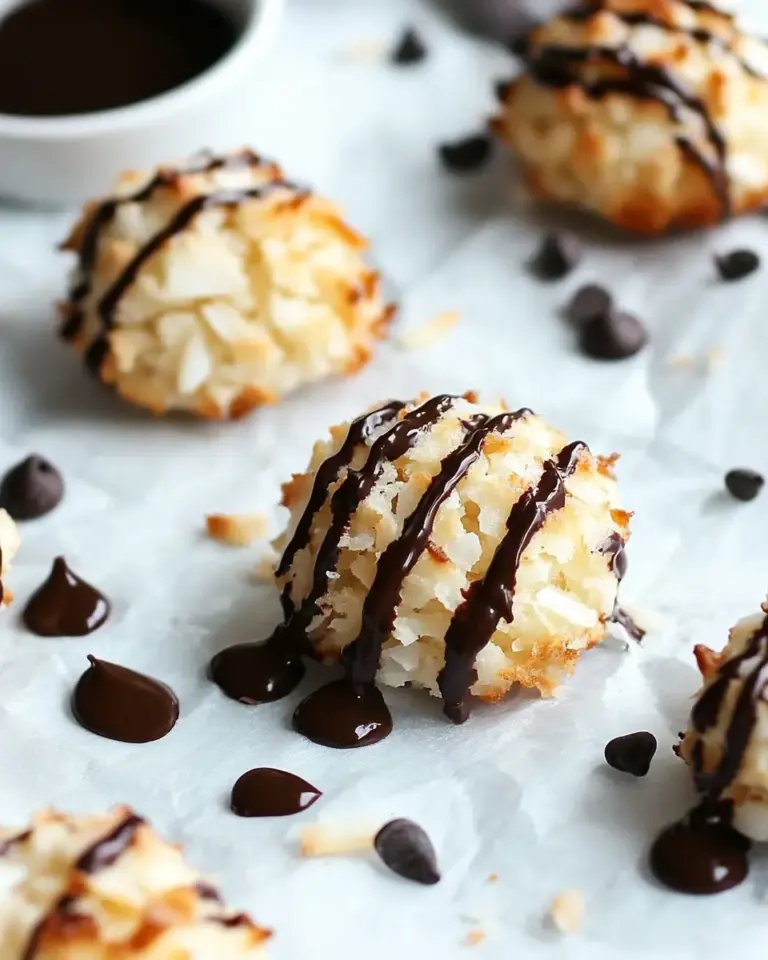 Chocolate Drizzled Coconut Macaroons