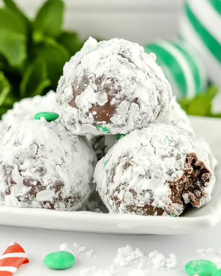 Chocolate Mint Snowball Cookies