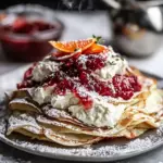 Coconut Honey Crepes with Whipped Mascarpone Blood Orange Compote