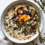 Creamy Wild Rice Chicken Soup with Roasted Mushrooms
