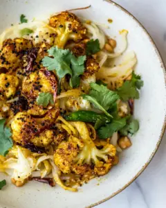 Crispy Black Pepper Turmeric Cauliflower and Garlic Noodles