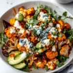 Crispy Roasted Buffalo Cauliflower with Smoked Blue and Avocado