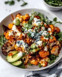 Crispy Roasted Buffalo Cauliflower with Smoked Blue and Avocado