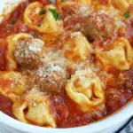 Crock Pot Cheesy Meatball Tortellini