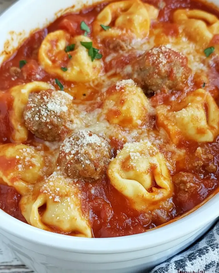 Crock Pot Cheesy Meatball Tortellini