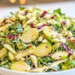 Crunchy Kale and Brussels Sprout Salad with Creamy Dijon Dressing