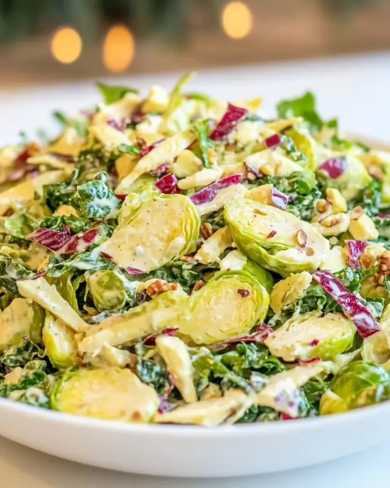 Crunchy Kale and Brussels Sprout Salad with Creamy Dijon Dressing