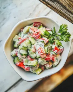 Cucumber Tomato Tahini Salad