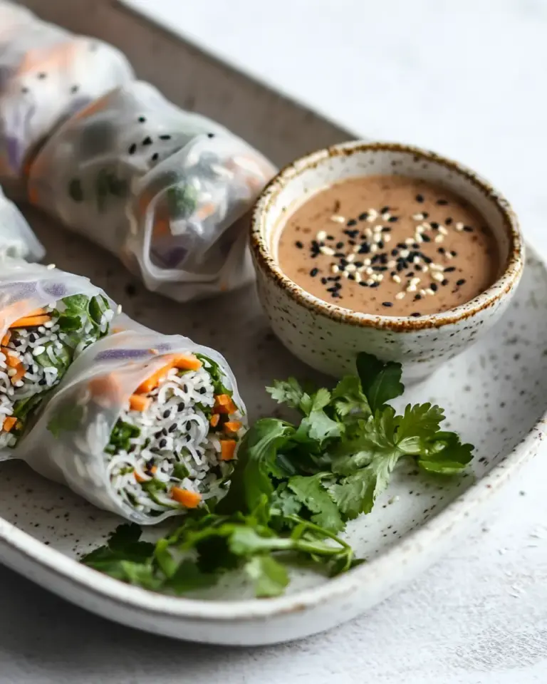 Fresh Sesame Soba Spring Rolls with Almond Butter Dipping Sauce