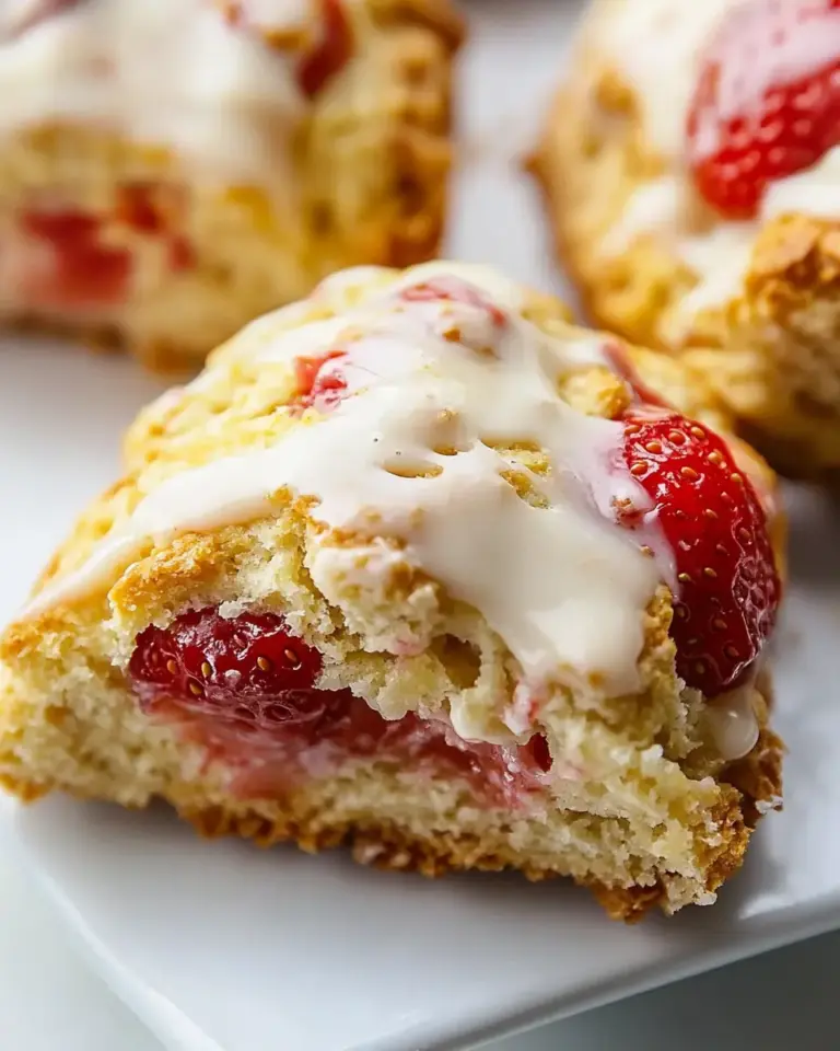Fresh Strawberry Scones with Lemon Glaze
