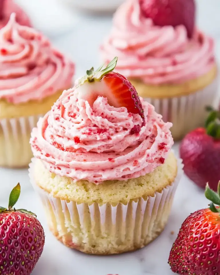 Fresh Strawberry Swirl Cupcakes with Strawberry Buttercream