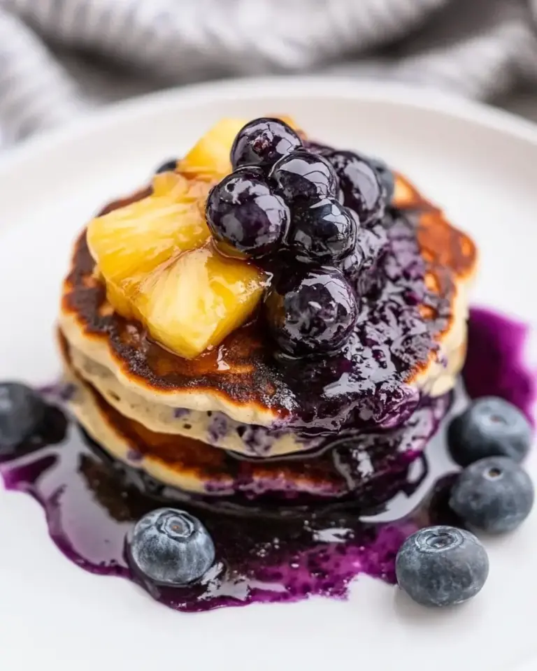 Greek Yogurt Pancakes and Pineapple Blueberry Syrup