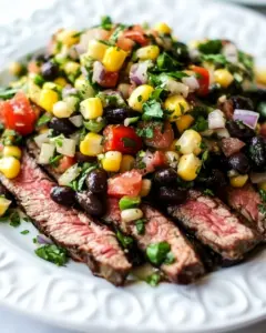 Grilled Flank Steak with Black Bean and Corn Salsa
