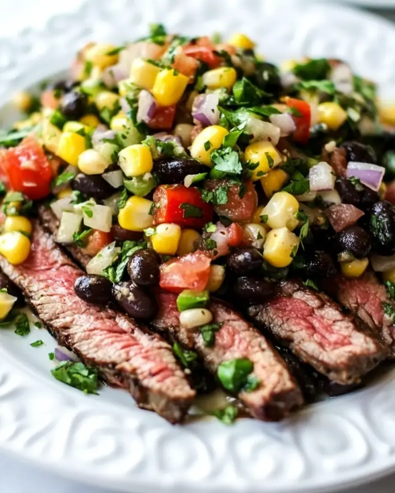 Grilled Flank Steak with Black Bean and Corn Salsa