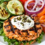 Grilled Salmon Burgers with Caper Mayonnaise