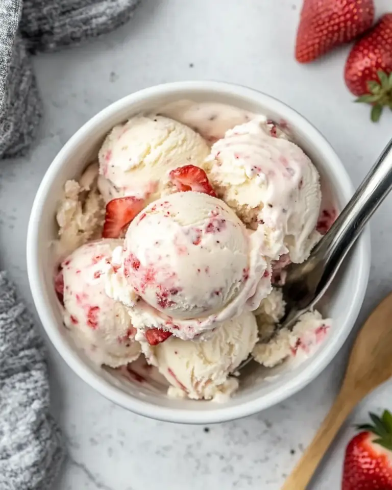 Homemade No Churn Strawberry Ice Cream