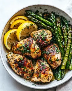 Lemon Garlic Butter Herb Chicken with Asparagus