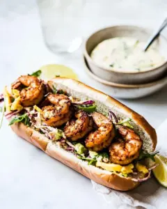 Lighter Shrimp Po Boys with Avocado Mango Slaw