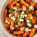 Maple Roasted Carrots with Feta and Dried Cranberries