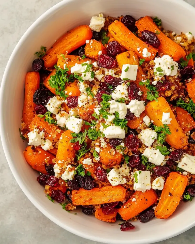 Maple Roasted Carrots with Feta and Dried Cranberries