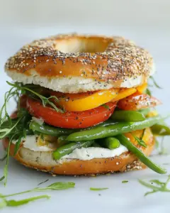 Nicoise Bagelwiches with Blistered Garlic Green Beans