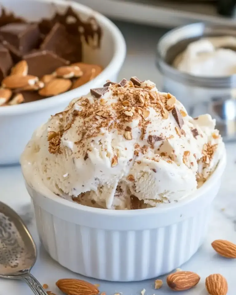 No Churn Almond Fudge Ice Cream