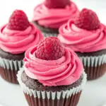 Nutella Stuffed Chocolate Cupcakes with Raspberry Frosting