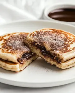 Nutella Stuffed Cinnamon Sugar Donut Pancakes