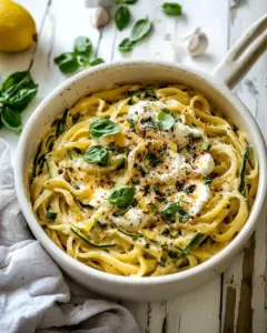 One Pot Lemon Butter Ricotta and Zucchini Pasta