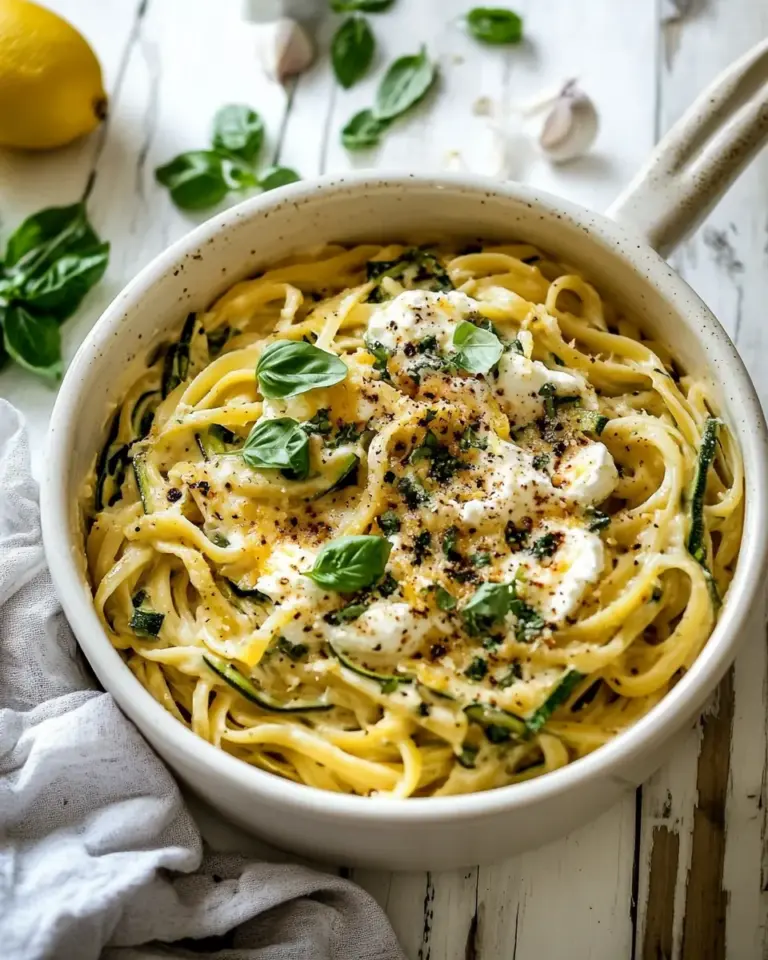 One Pot Lemon Butter Ricotta and Zucchini Pasta