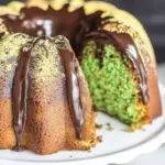 Pistachio Bundt Cake with Chocolate Ganache