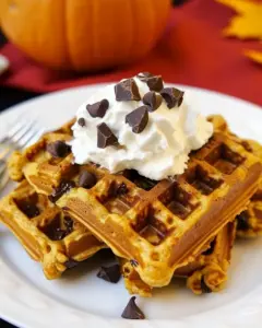 Pumpkin Chocolate Chunk Waffles