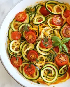 Quick Spiralized Zucchini and Grape Tomatoes