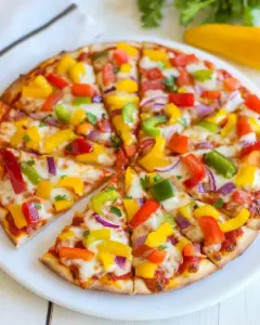 Rainbow Bell Peppers Pizza