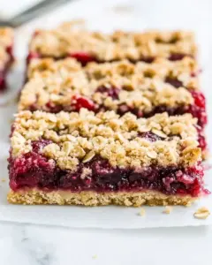 Raspberry Bars with Oatmeal Crumble Topping