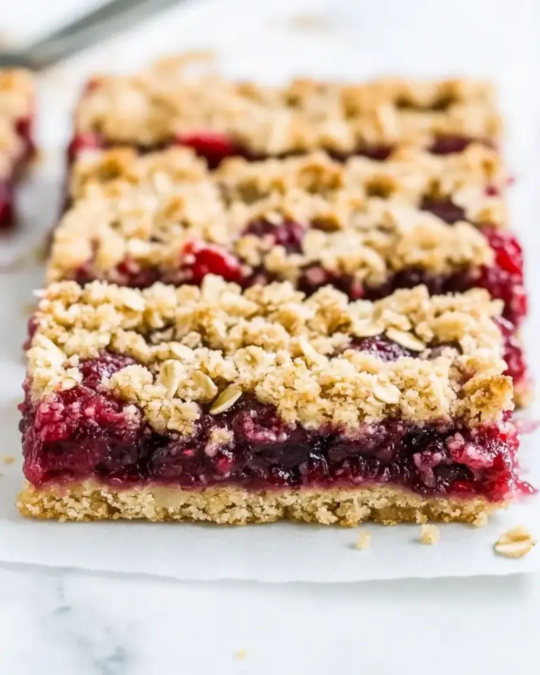 Raspberry Bars with Oatmeal Crumble Topping