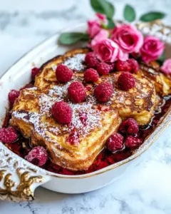 Raspberry Rose Baked French Toast