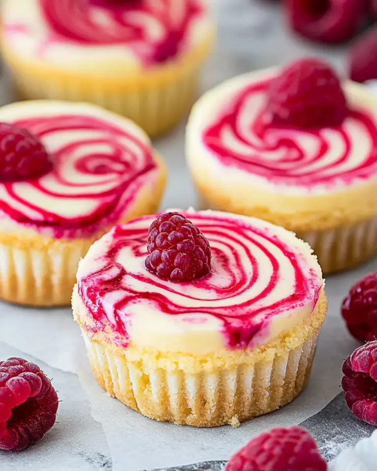 Raspberry Swirled Mini Cheesecakes